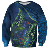 New Zealand Takahe Personalised Sweatshirt Silver Fern Galaxy Polynesian Pattern