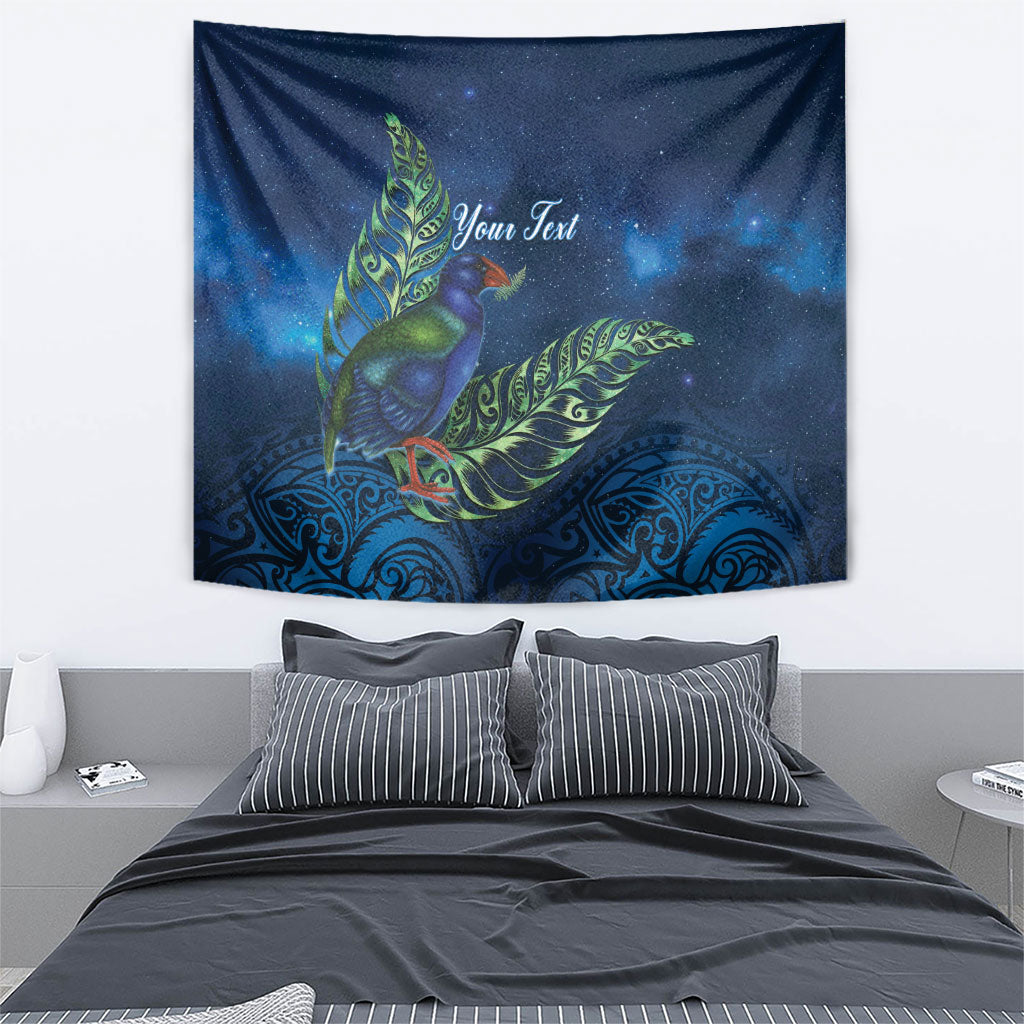 New Zealand Takahe Personalised Tapestry Silver Fern Galaxy Polynesian Pattern LT22 - Polynesian Pride