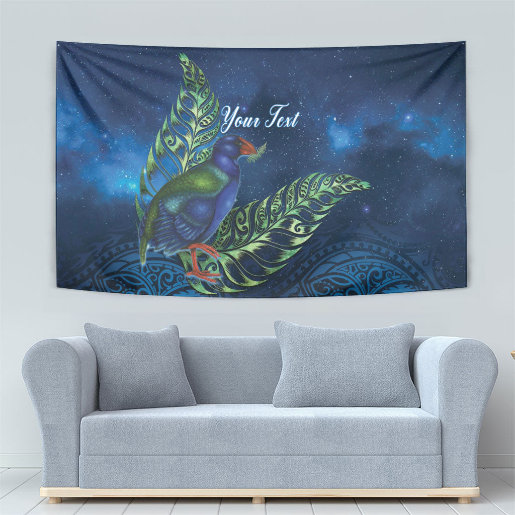 New Zealand Takahe Personalised Tapestry Silver Fern Galaxy Polynesian Pattern LT22 - Polynesian Pride