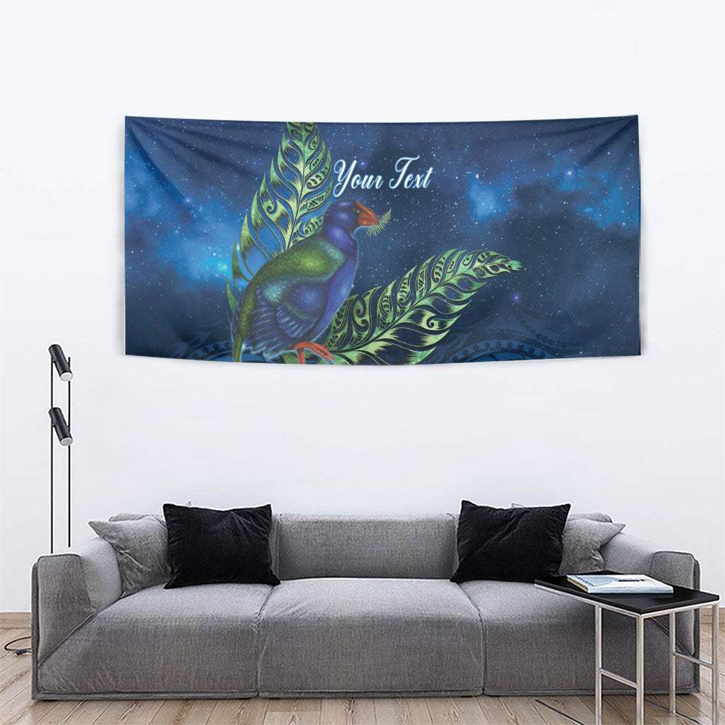 New Zealand Takahe Personalised Tapestry Silver Fern Galaxy Polynesian Pattern LT22 - Polynesian Pride