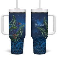 New Zealand Takahe Personalised Tumbler With Handle Silver Fern Galaxy Polynesian Pattern