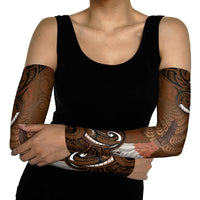 New Zealand Taiaha Arm Sleeves Maori Weapon Silver Fern Maori Pattern