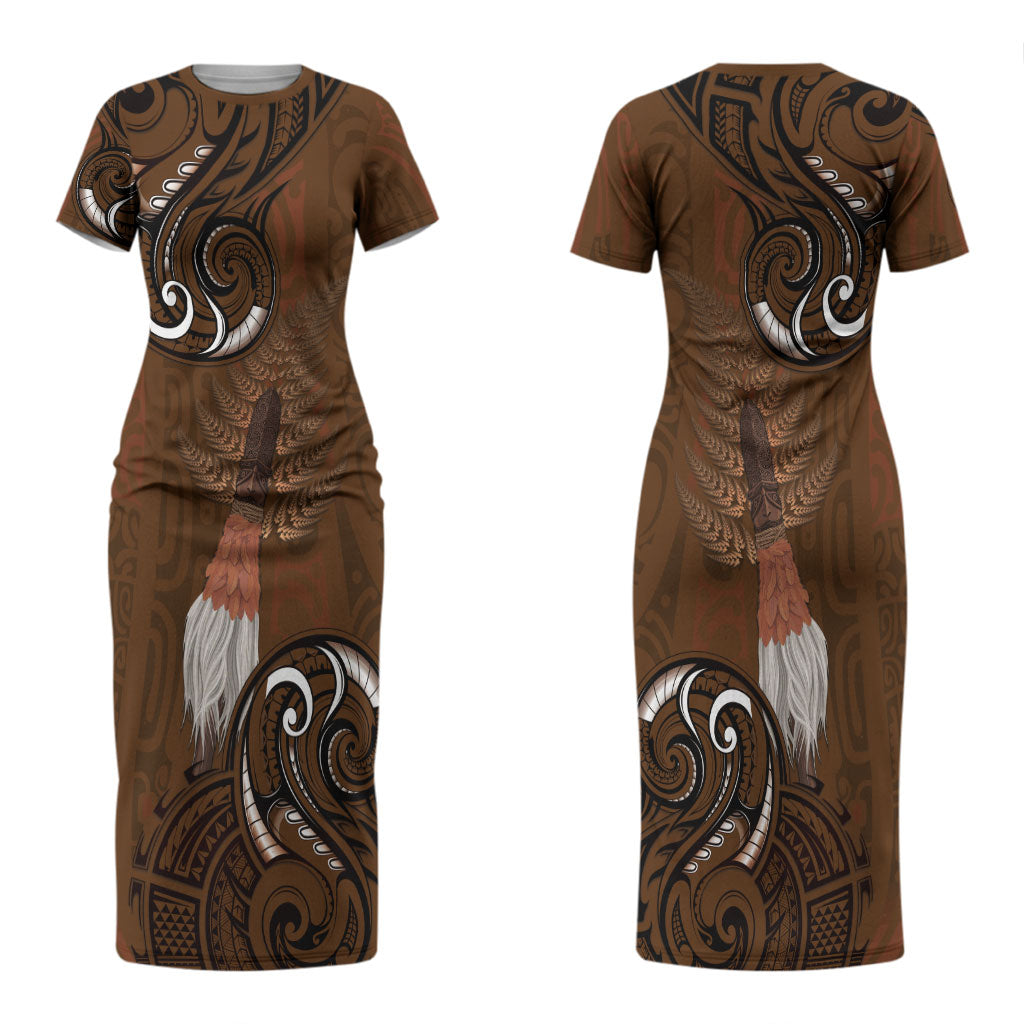New Zealand Taiaha Couples Matching Short Sleeve Bodycon Dress and Hawaiian Shirt Maori Weapon Silver Fern Maori Pattern