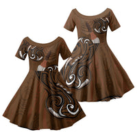 New Zealand Taiaha Family Matching Summer Maxi Dress and Hawaiian Shirt Maori Weapon Silver Fern Maori Pattern