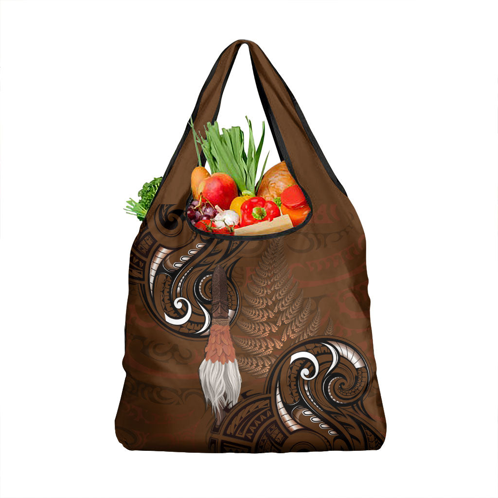 New Zealand Taiaha Grocery Bag Maori Weapon Silver Fern Maori Pattern LT22 1-pack One Size Brown - Polynesian Pride