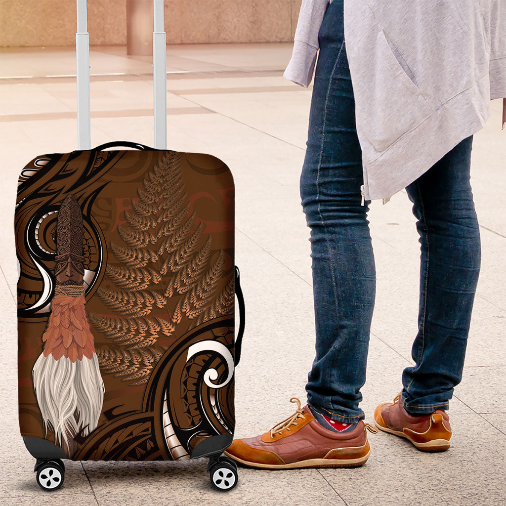 New Zealand Taiaha Luggage Cover Maori Weapon Silver Fern Maori Pattern LT22 Brown - Polynesian Pride