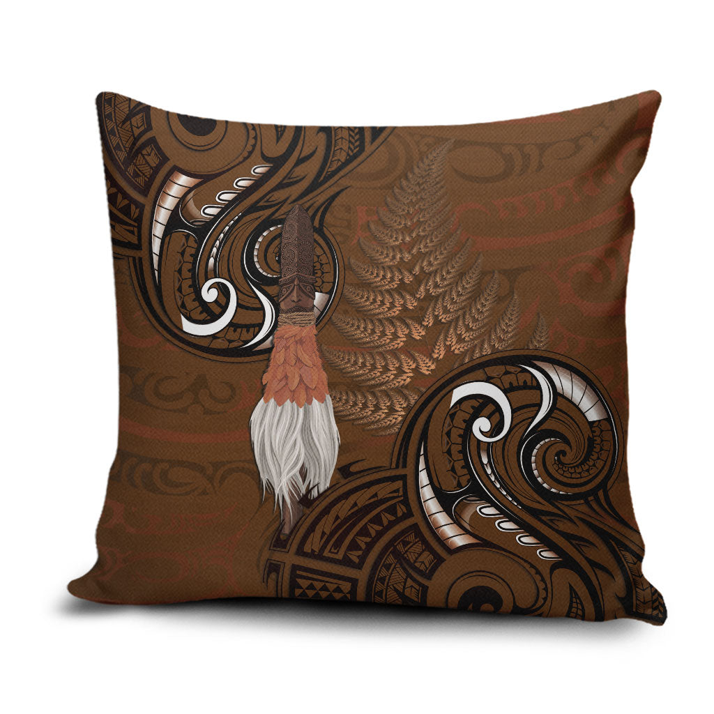New Zealand Taiaha Pillow Cover Maori Weapon Silver Fern Maori Pattern LT22 Brown - Polynesian Pride