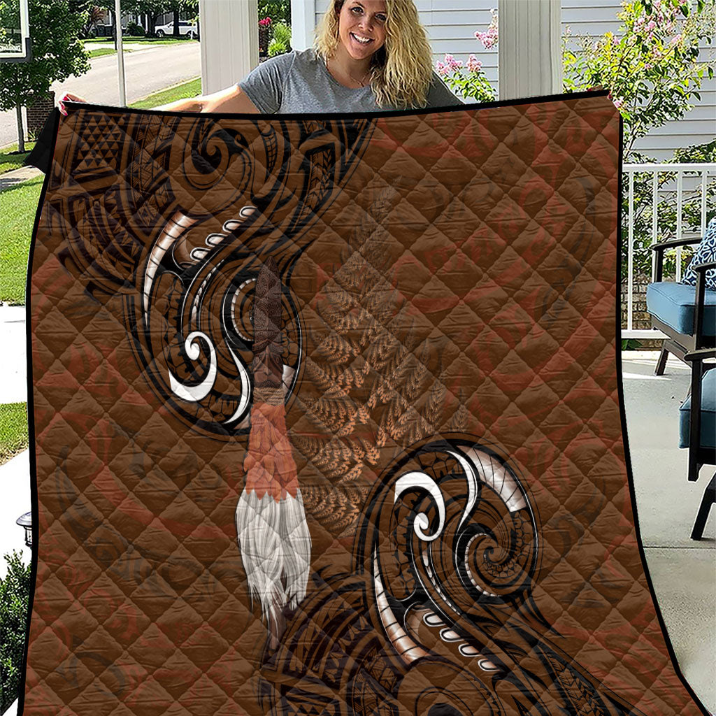 New Zealand Taiaha Quilt Maori Weapon Silver Fern Maori Pattern LT22 Brown - Polynesian Pride