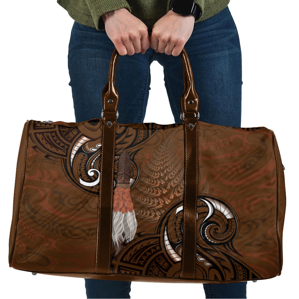 New Zealand Taiaha Travel Bag Maori Weapon Silver Fern Maori Pattern LT22 Brown - Polynesian Pride