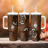 New Zealand Taiaha Tumbler With Handle Maori Weapon Silver Fern Maori Pattern