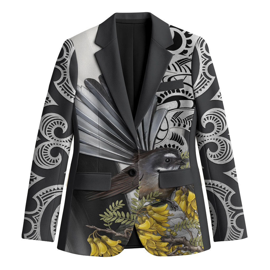 New Zealand Fantail Bird Blazer Maori Piwakawaka Kowhai Maori Pattern