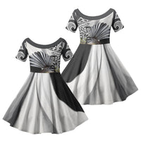 New Zealand Fantail Bird Family Matching Summer Maxi Dress and Hawaiian Shirt Maori Piwakawaka Kowhai Maori Pattern