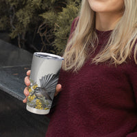 New Zealand Fantail Bird Tumbler Cup Maori Piwakawaka Kowhai Maori Pattern