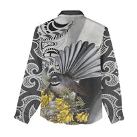 New Zealand Fantail Bird Women Casual Shirt Maori Piwakawaka Kowhai Maori Pattern