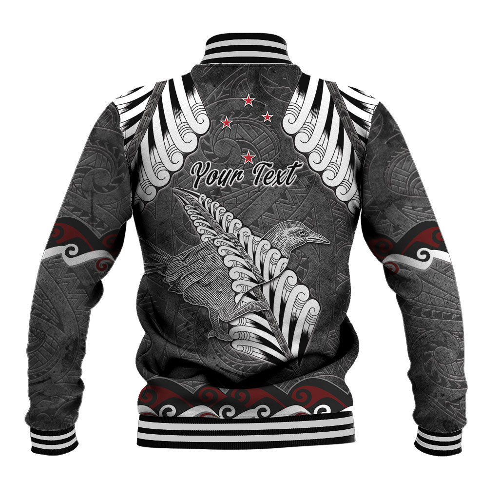 New Zealand Weka Personalised Baseball Jacket Aotearoa Hen Silver Fern Maori Pattern
