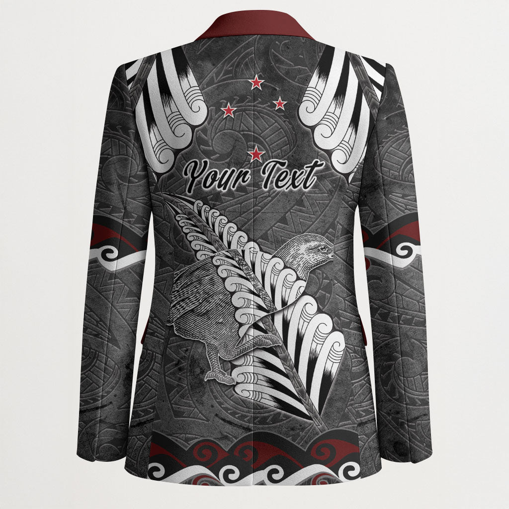 New Zealand Weka Personalised Blazer Aotearoa Hen Silver Fern Maori Pattern