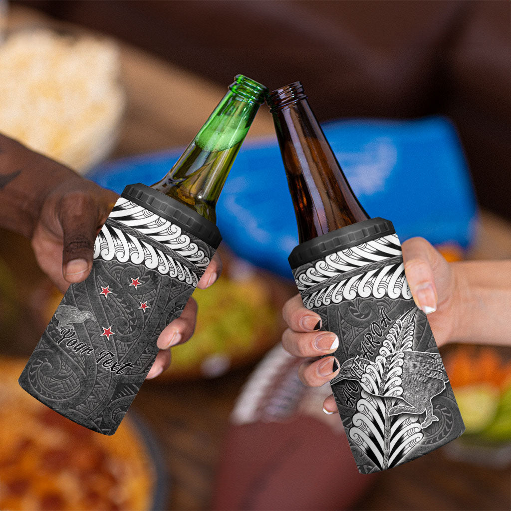 New Zealand Weka Personalised 4 in 1 Can Cooler Tumbler Aotearoa Hen Silver Fern Maori Pattern LT22 - Polynesian Pride