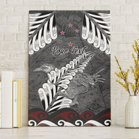 New Zealand Weka Personalised Canvas Wall Art Aotearoa Hen Silver Fern Maori Pattern LT22 Without Frame Black - Polynesian Pride