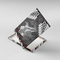 New Zealand Weka Personalised Canvas Wall Art Aotearoa Hen Silver Fern Maori Pattern LT22 With Frame Black - Polynesian Pride