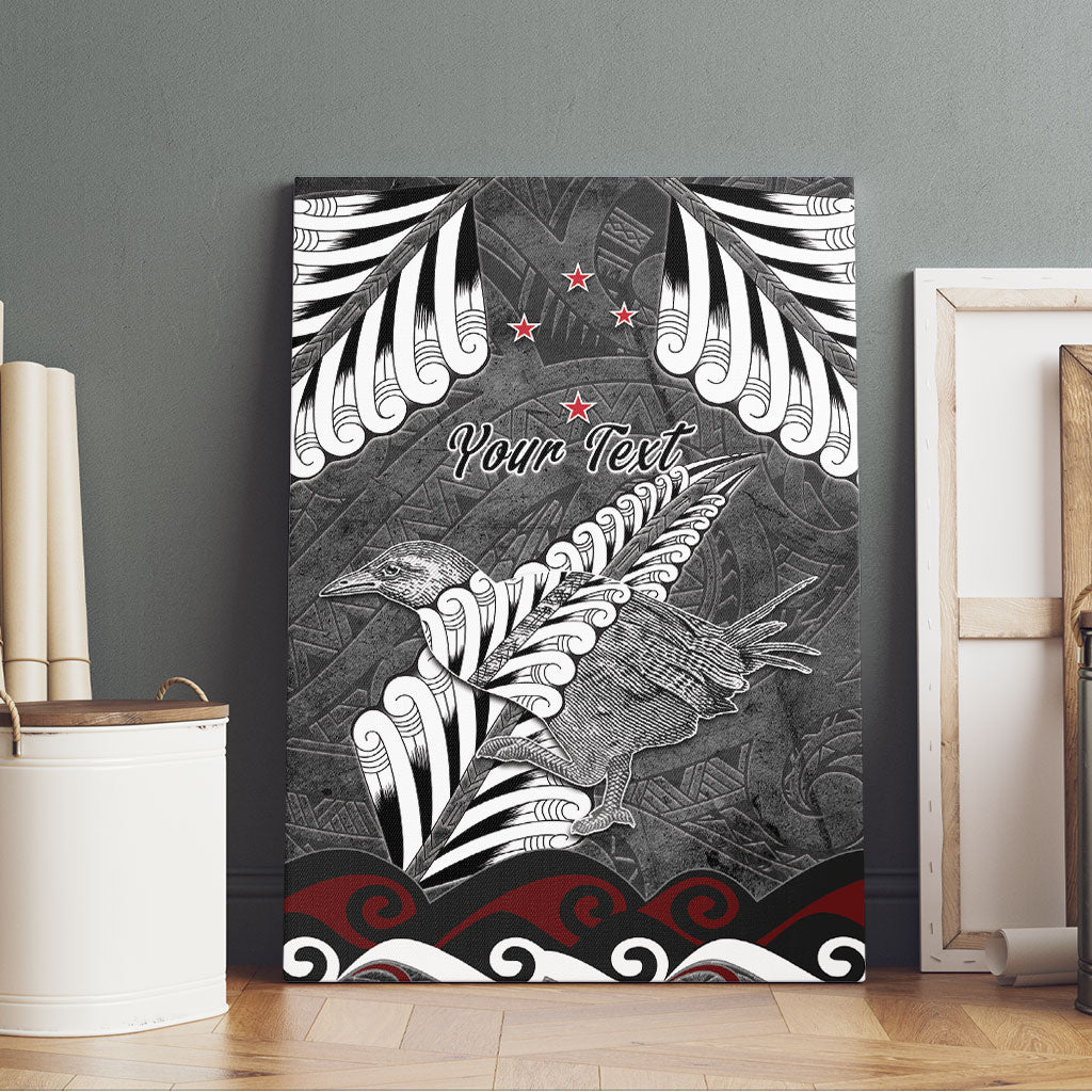 New Zealand Weka Personalised Canvas Wall Art Aotearoa Hen Silver Fern Maori Pattern LT22 - Polynesian Pride