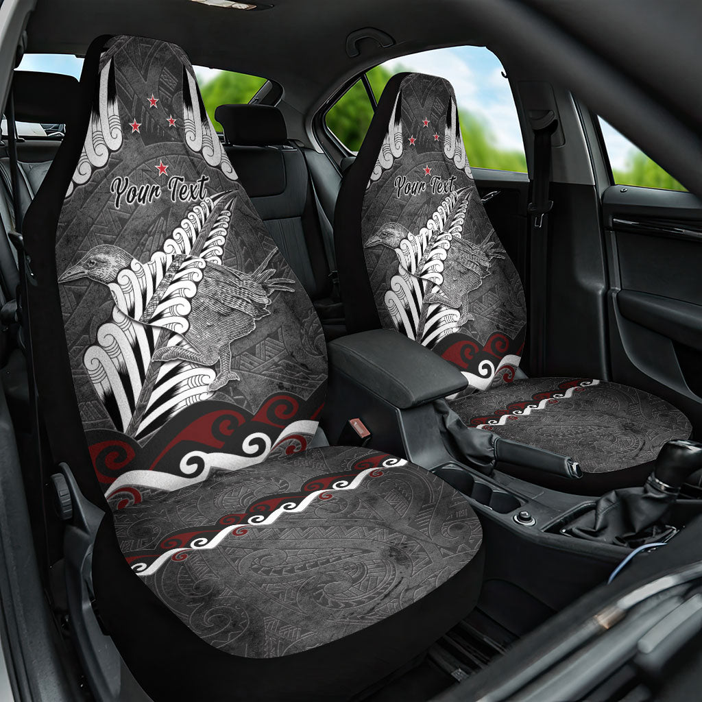 New Zealand Weka Personalised Car Seat Cover Aotearoa Hen Silver Fern Maori Pattern