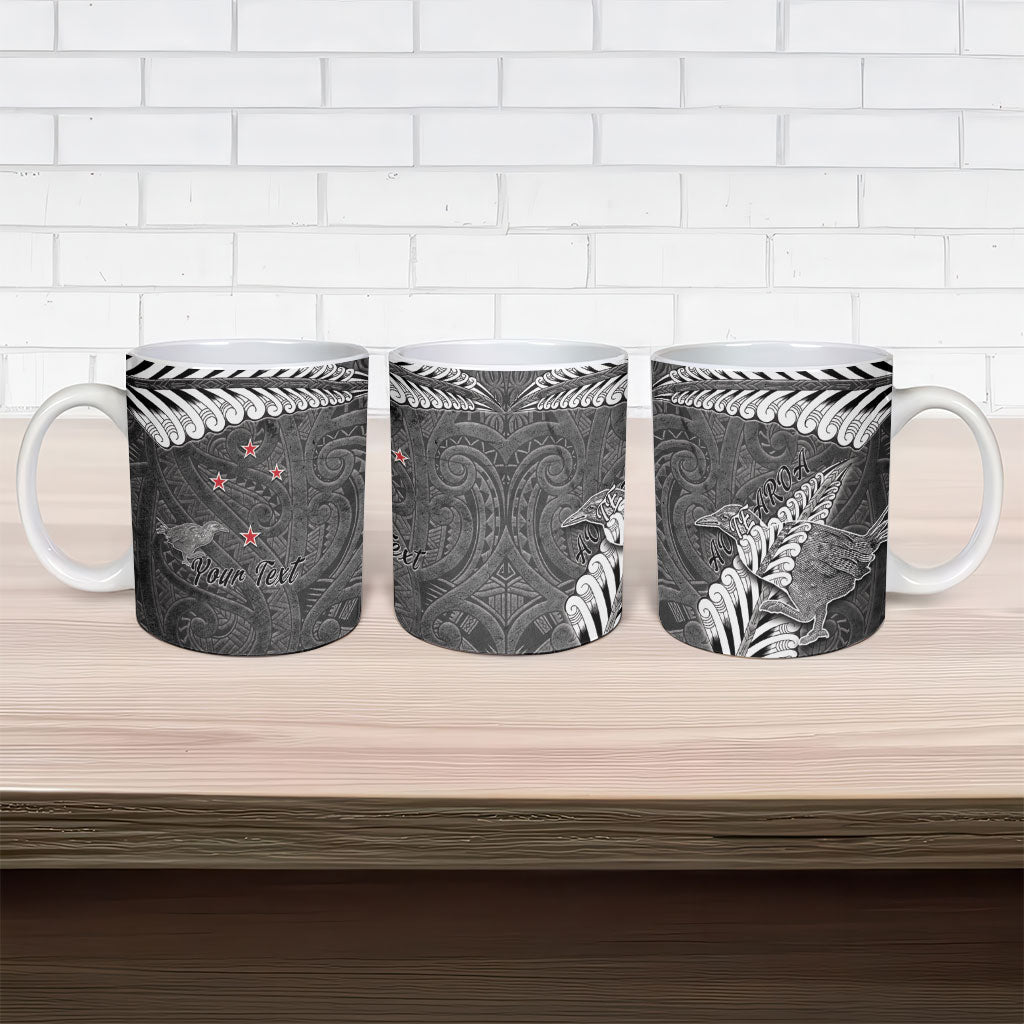 New Zealand Weka Personalised Ceramic Mug Aotearoa Hen Silver Fern Maori Pattern