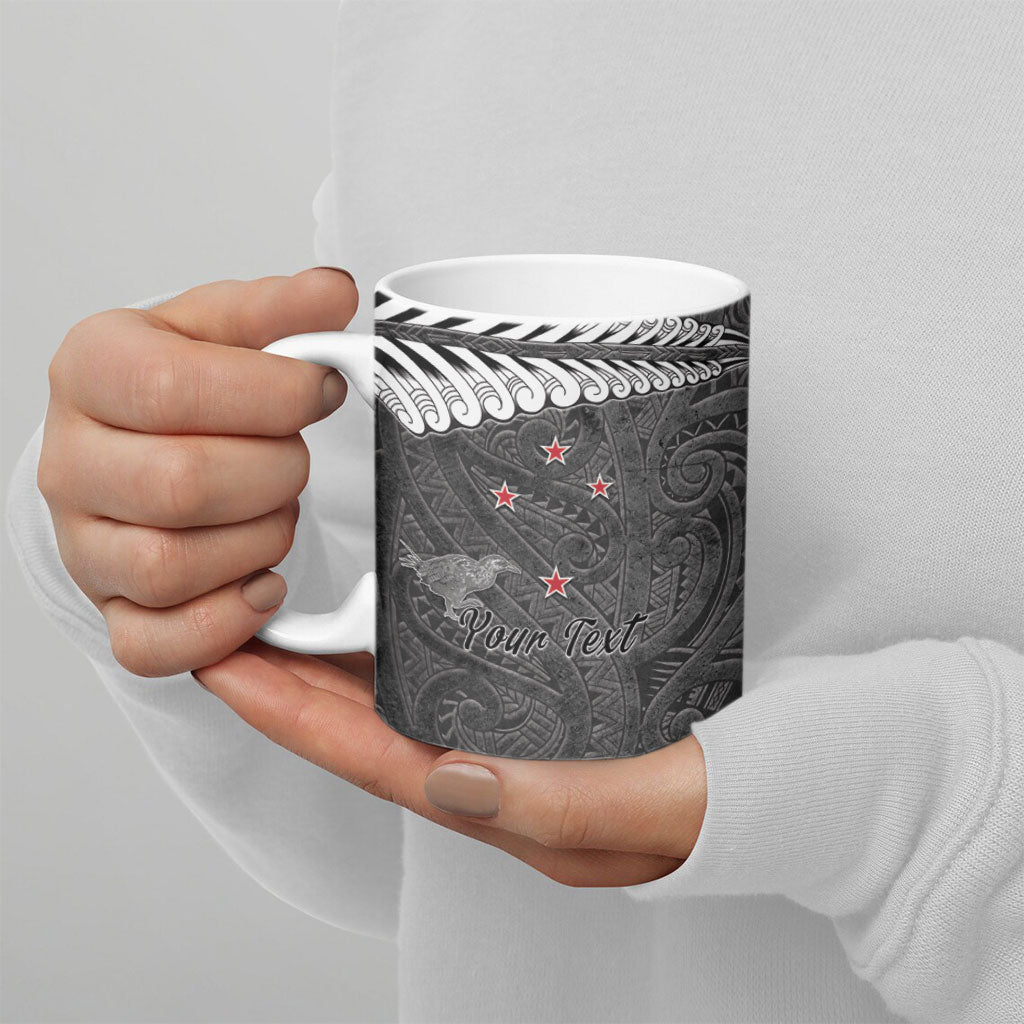 New Zealand Weka Personalised Ceramic Mug Aotearoa Hen Silver Fern Maori Pattern