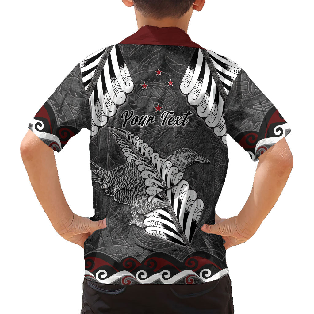 New Zealand Weka Personalised Family Matching Long Sleeve Bodycon Dress and Hawaiian Shirt Aotearoa Hen Silver Fern Maori Pattern LT22 - Polynesian Pride