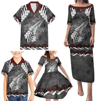 New Zealand Weka Personalised Family Matching Puletasi and Hawaiian Shirt Aotearoa Hen Silver Fern Maori Pattern LT22 - Polynesian Pride
