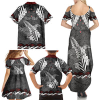 New Zealand Weka Personalised Family Matching Summer Maxi Dress and Hawaiian Shirt Aotearoa Hen Silver Fern Maori Pattern LT22 - Polynesian Pride
