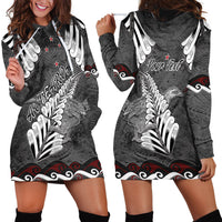 New Zealand Weka Personalised Hoodie Dress Aotearoa Hen Silver Fern Maori Pattern LT22 - Polynesian Pride