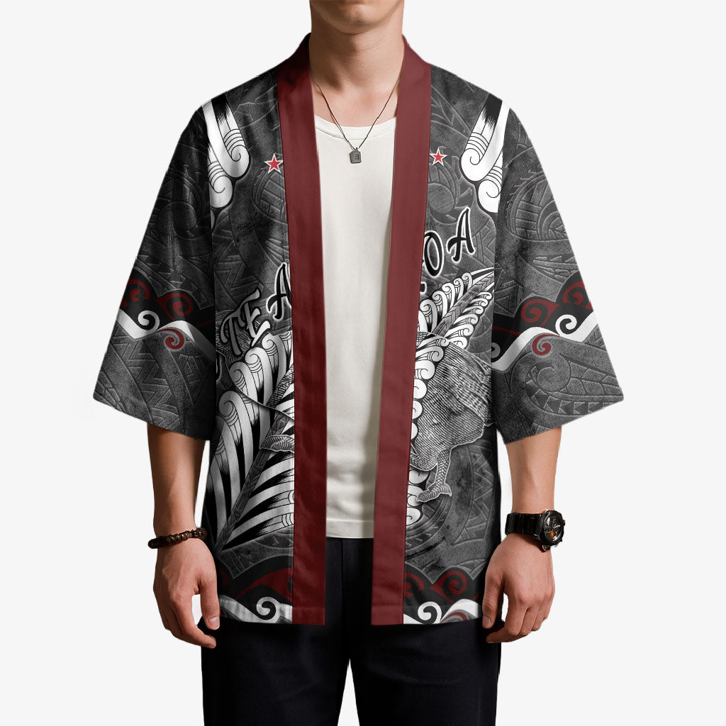 New Zealand Weka Personalised Kimono Aotearoa Hen Silver Fern Maori Pattern