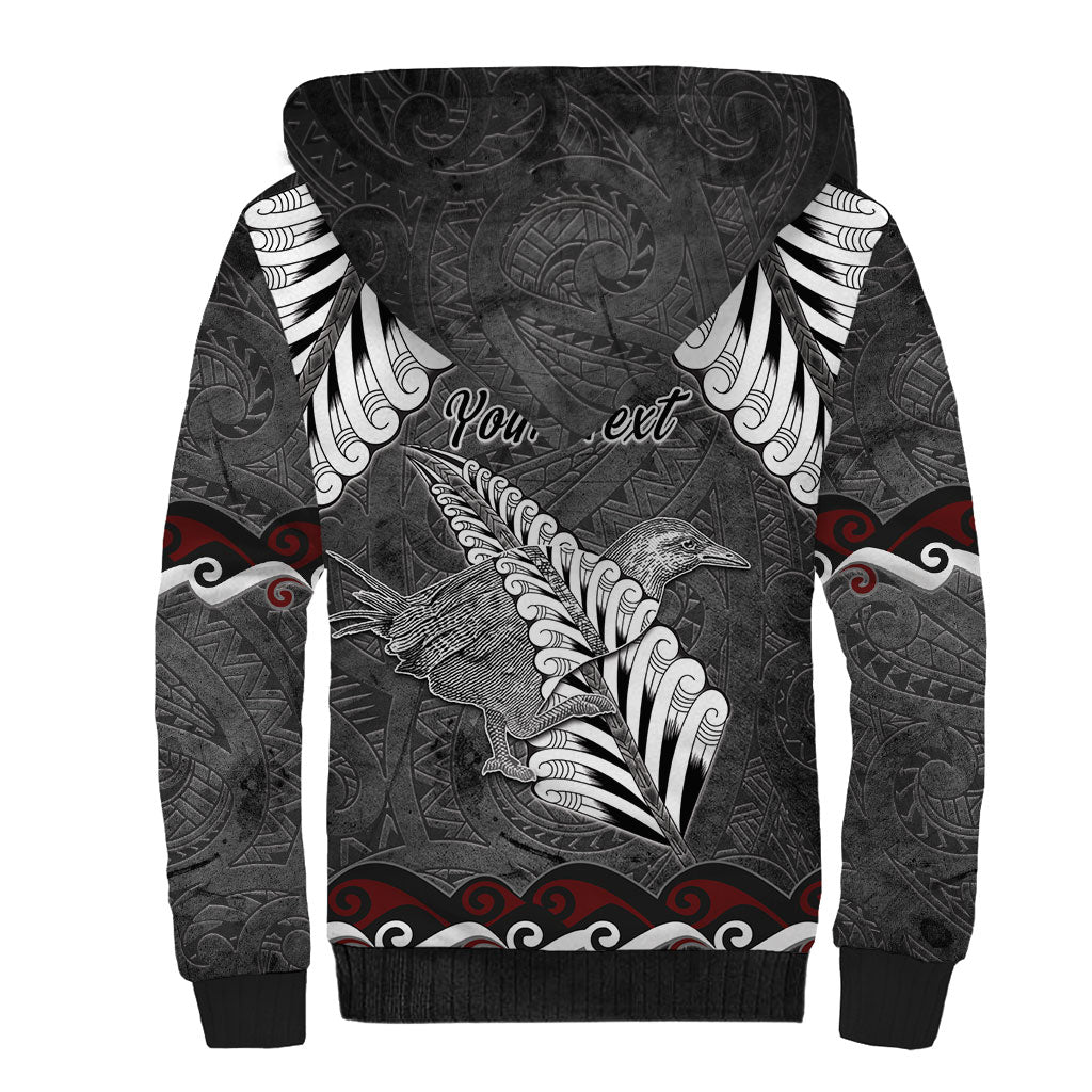 New Zealand Weka Personalised Sherpa Hoodie Aotearoa Hen Silver Fern Maori Pattern LT22 - Polynesian Pride