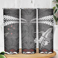 New Zealand Weka Personalised Skinny Tumbler Aotearoa Hen Silver Fern Maori Pattern LT22 - Polynesian Pride