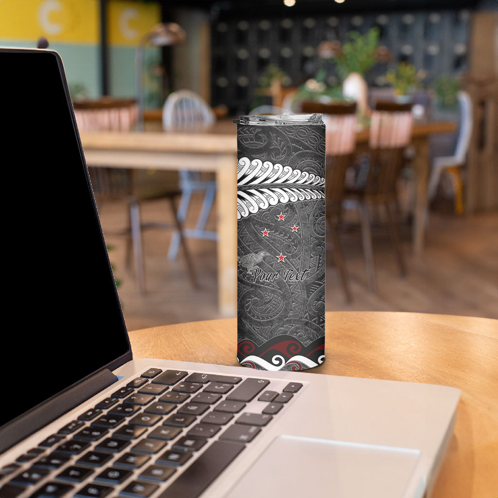 New Zealand Weka Personalised Skinny Tumbler Aotearoa Hen Silver Fern Maori Pattern LT22 - Polynesian Pride