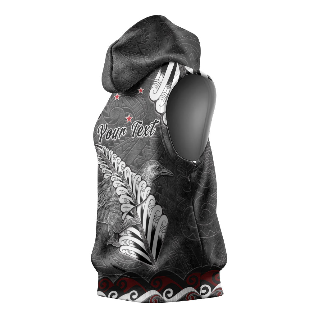 New Zealand Weka Personalised Sleeveless Hoodie Aotearoa Hen Silver Fern Maori Pattern LT22 - Polynesian Pride