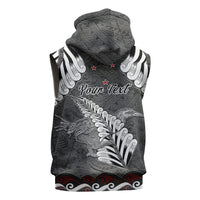 New Zealand Weka Personalised Sleeveless Zip Hoodie Aotearoa Hen Silver Fern Maori Pattern LT22 - Polynesian Pride