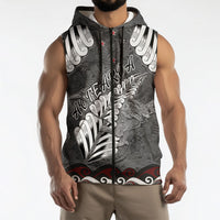 New Zealand Weka Personalised Sleeveless Zip Hoodie Aotearoa Hen Silver Fern Maori Pattern LT22 - Polynesian Pride