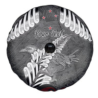 New Zealand Weka Personalised Spare Tire Cover Aotearoa Hen Silver Fern Maori Pattern