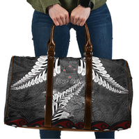 New Zealand Weka Personalised Travel Bag Aotearoa Hen Silver Fern Maori Pattern