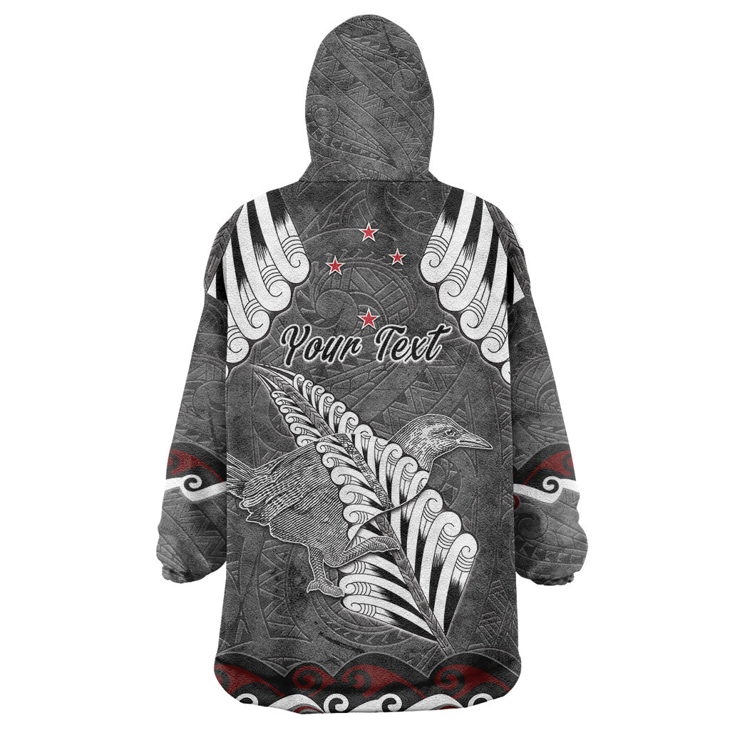 New Zealand Weka Personalised Wearable Blanket Hoodie Aotearoa Hen Silver Fern Maori Pattern LT22 - Polynesian Pride