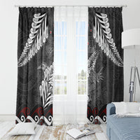 New Zealand Weka Personalised Window Curtain Aotearoa Hen Silver Fern Maori Pattern