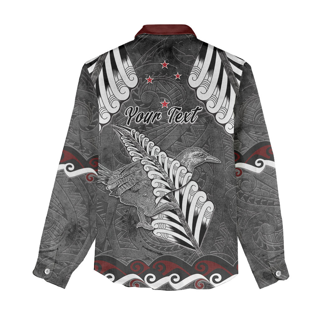 New Zealand Weka Personalised Women Casual Shirt Aotearoa Hen Silver Fern Maori Pattern LT22 - Polynesian Pride