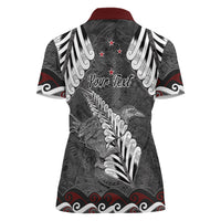 New Zealand Weka Personalised Women Polo Shirt Aotearoa Hen Silver Fern Maori Pattern LT22 - Polynesian Pride