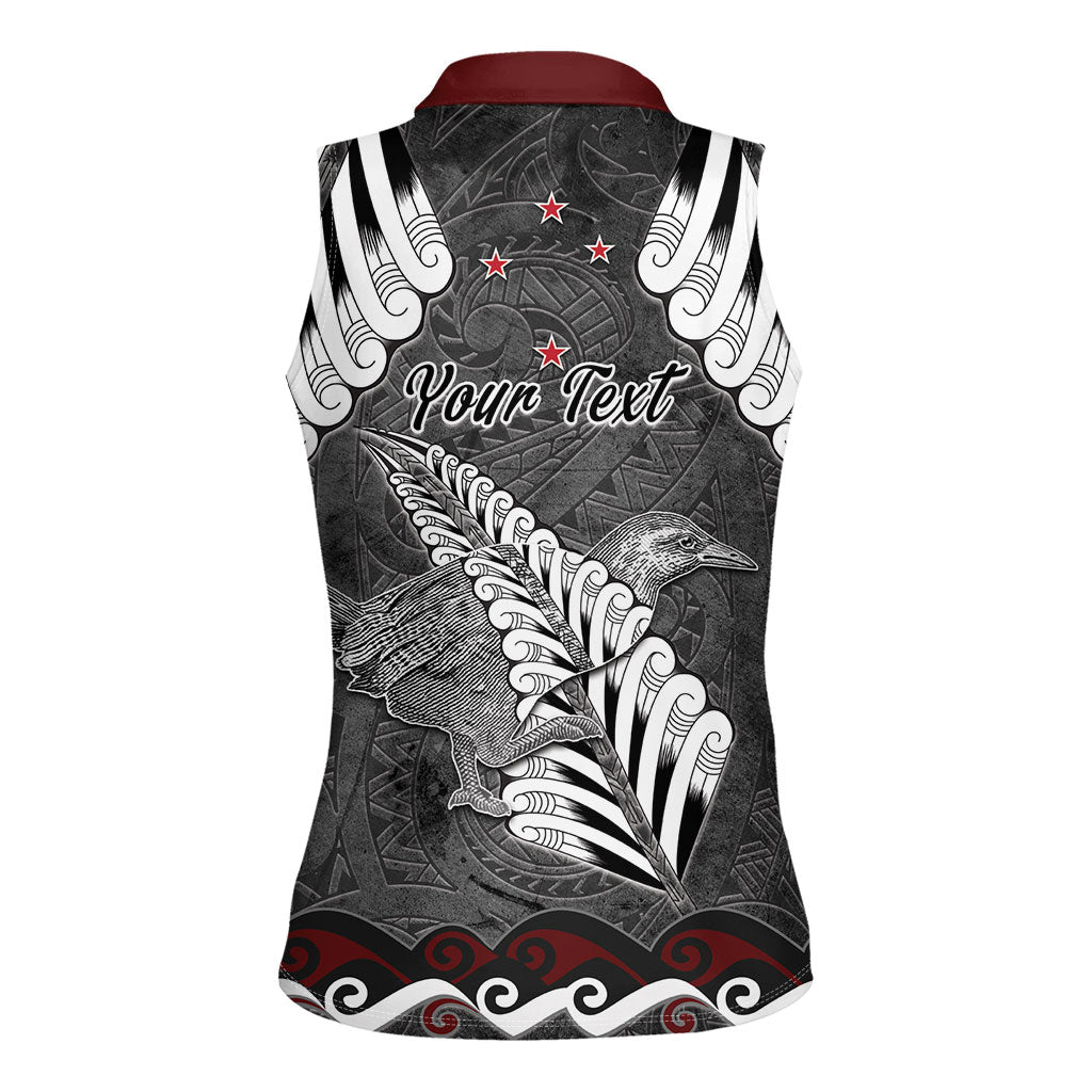 New Zealand Weka Personalised Women Sleeveless Polo Shirt Aotearoa Hen Silver Fern Maori Pattern LT22 - Polynesian Pride