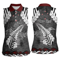New Zealand Weka Personalised Women Sleeveless Polo Shirt Aotearoa Hen Silver Fern Maori Pattern LT22 - Polynesian Pride