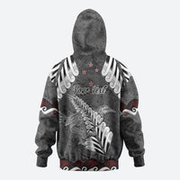 New Zealand Weka Personalised Zip Hoodie Aotearoa Hen Silver Fern Maori Pattern