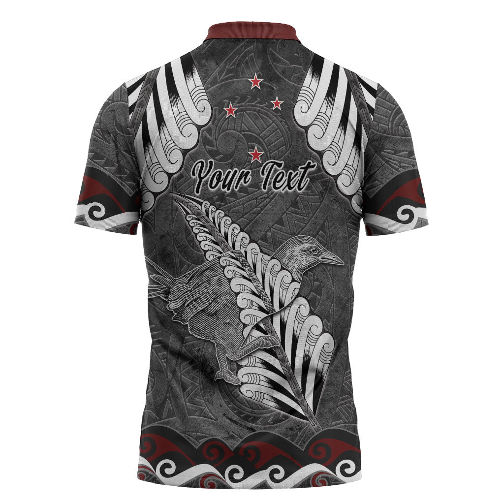 New Zealand Weka Personalised Zipper Polo Shirt Aotearoa Hen Silver Fern Maori Pattern LT22 - Polynesian Pride