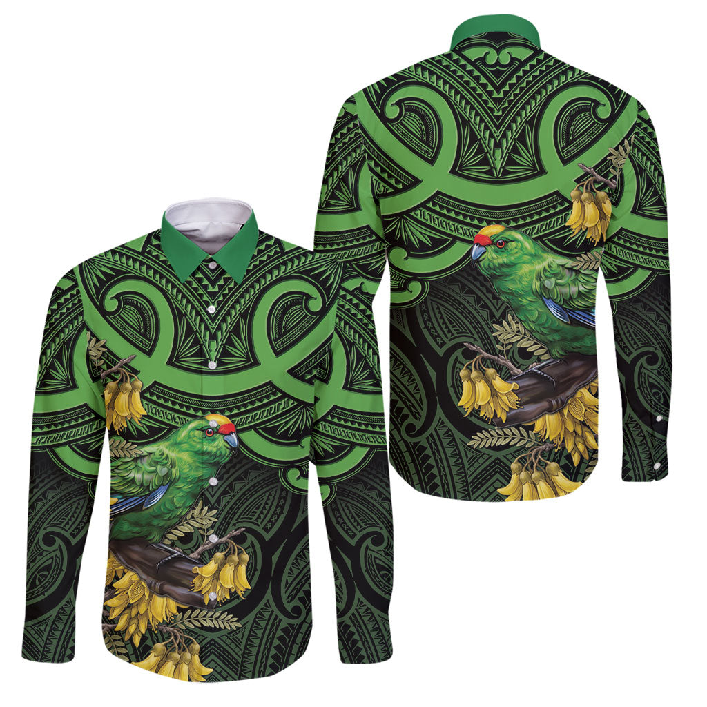 New Zealand Parakeet Bird Family Matching Mermaid Dress and Hawaiian Shirt Maori Kakariki Kowhai Maori Pattern