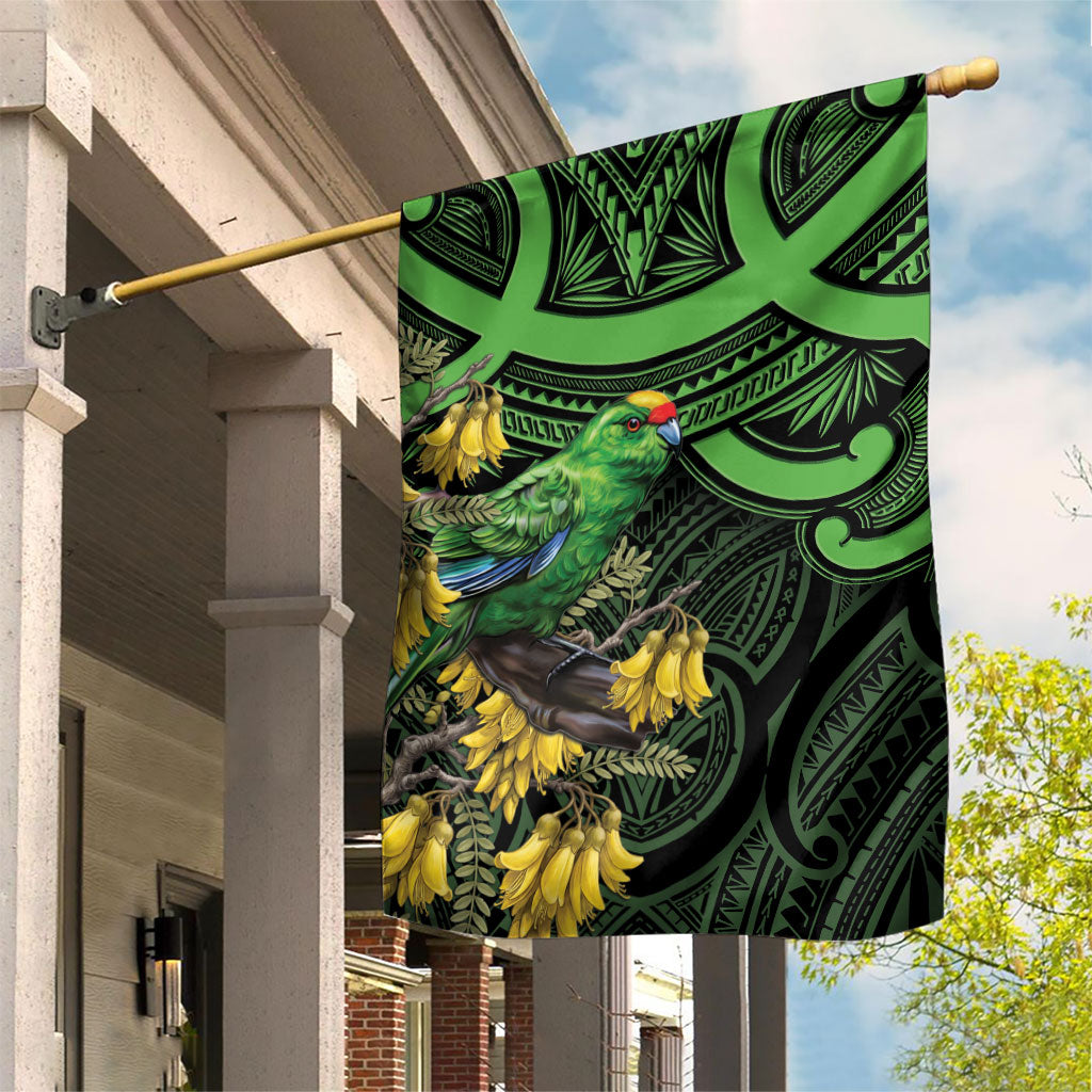 New Zealand Parakeet Bird Garden Flag Maori Kakariki Kowhai Maori Pattern LT22 House Flag Green - Polynesian Pride